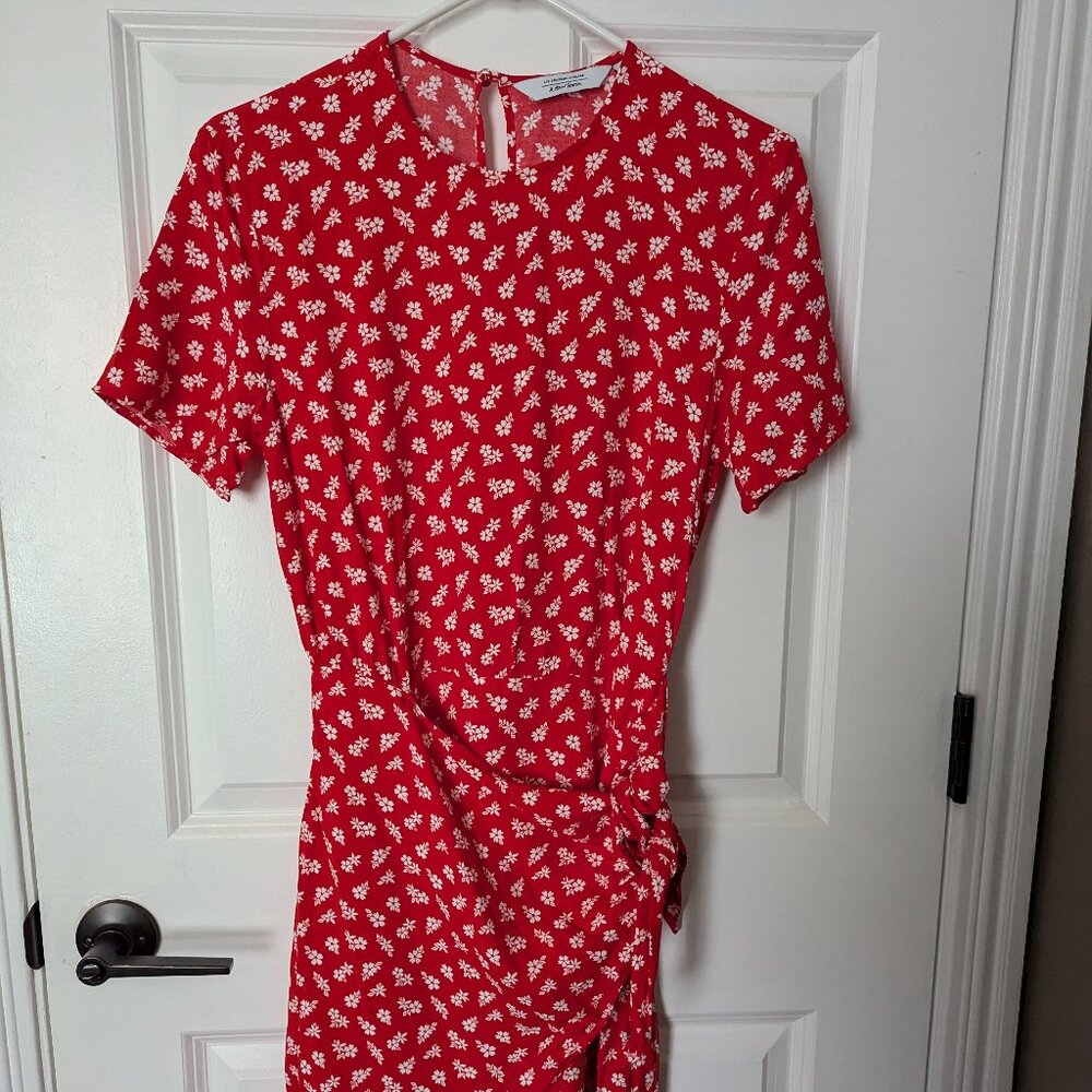 & Other stories Knot-detail Red and White Floral Mini Dress, Size 4
